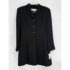 Larry Levine Suits Black Longline Blazer Jacket 3 Button Crepe Sz 6 NWT